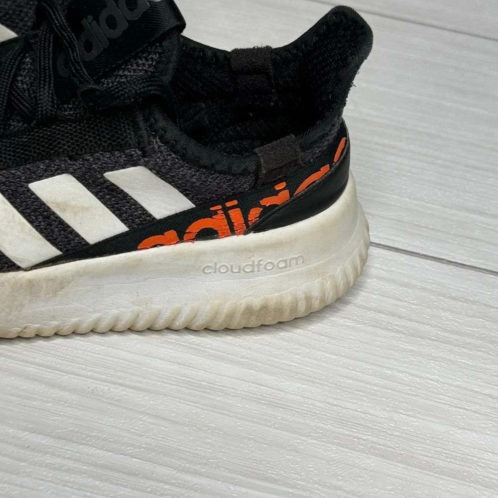 Adidas Cloudfoam Athletic Shoes Kids Size 2 Black‎ Orange Sneakers Active Sporty